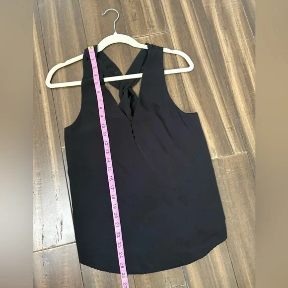 Zara XS Black Sleeveless Tank Top Blouse V Neck Racerback Criss Cross Basic - Picture 5 of 7